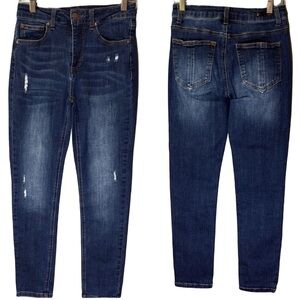 Risen Dark Wash Skinny Fit Distressed Denim Jeans Ladies 26/3